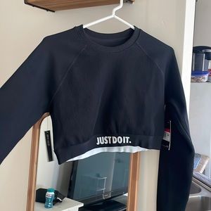 Nike Black Long Sleeve Cropped Workout top